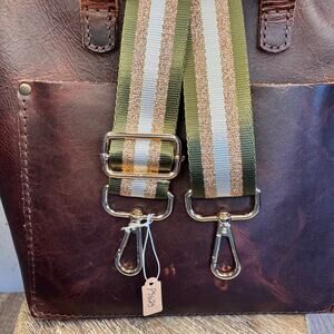 Crossbody Bag Strap Green Purse Strap Gold Striped Guitar Bag Strap NEW